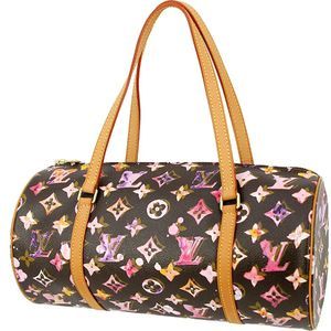 Papillon Cylindrical Monogram Leather Pink Brown GM LV